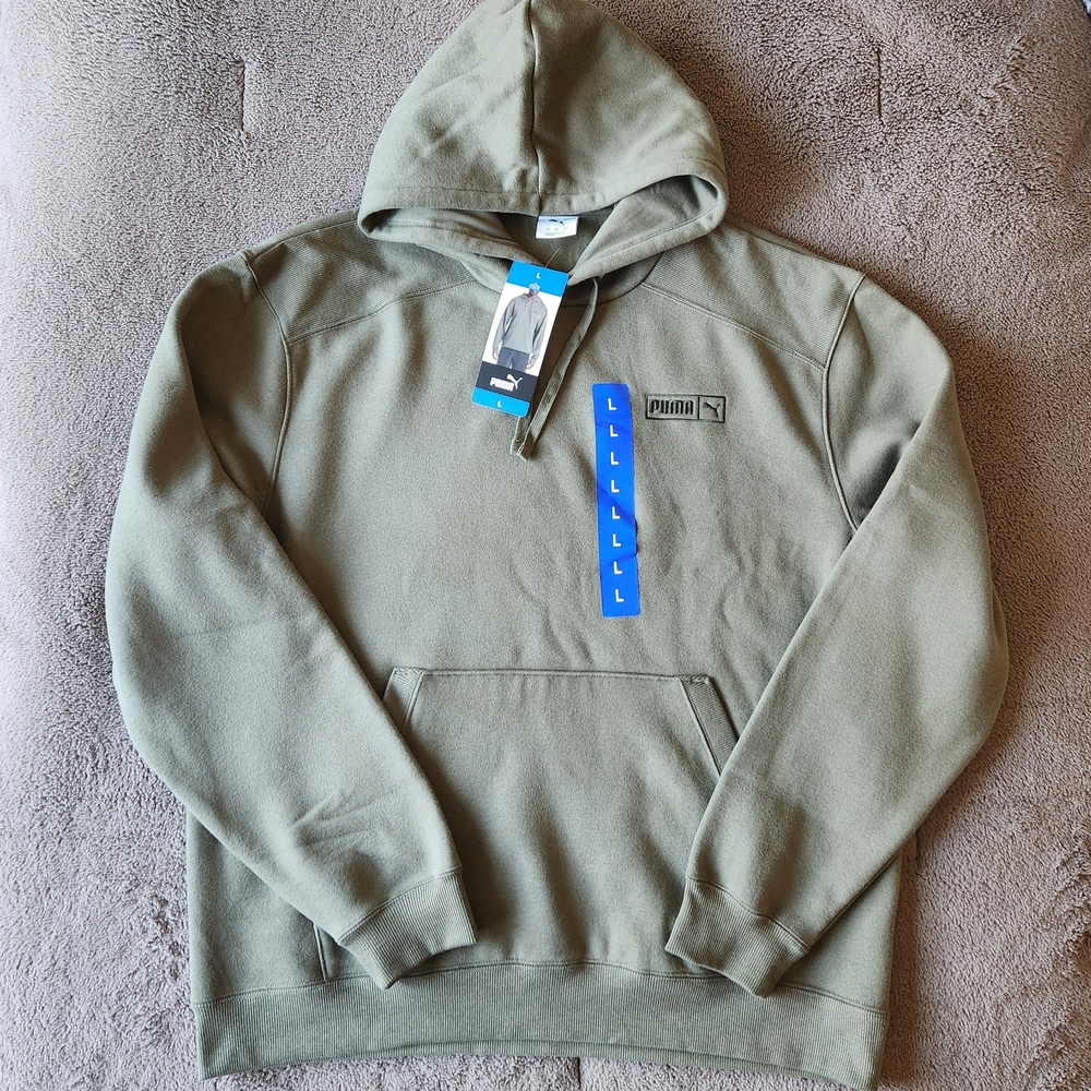 PUMA Men's Fleece Olive Green Hoodie
